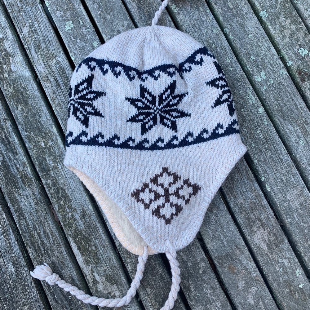 Nepal-Style Knit Sherpa Hat with Ear Flaps and Fleece Lined Interior